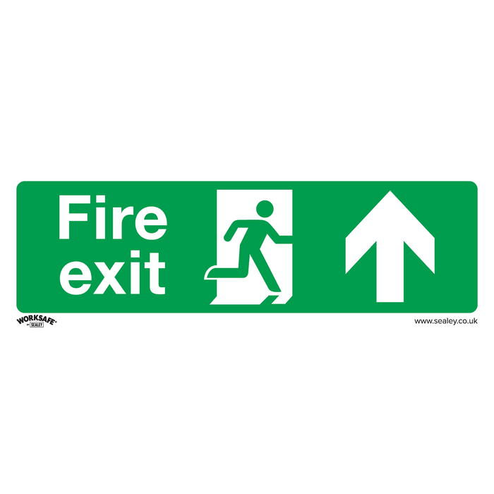 Worksafe® Fire Exit (Up) Safety Sign - Self-Adhesive Vinyl | SS28V1