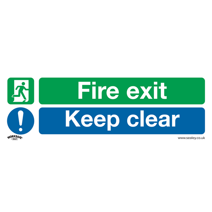 Worksafe® Fire Exit Keep Clear (Large) Safety Sign - Self-Adhesive Vinyl | SS32V1