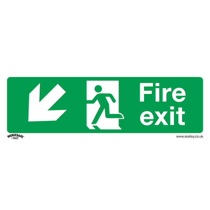 Worksafe® Fire Exit (Down Left) Safety Sign - Self-Adhesive Vinyl | SS34V1