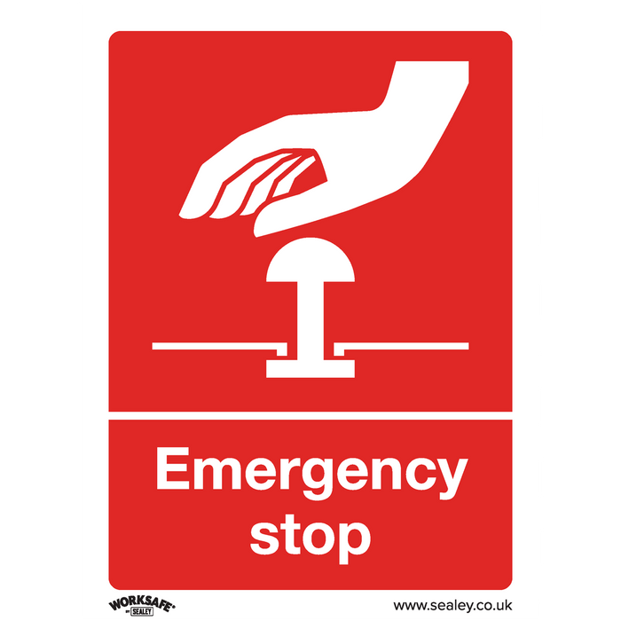 Worksafe® Emergency Stop Safety Sign - Rigid Plastic | SS35P1