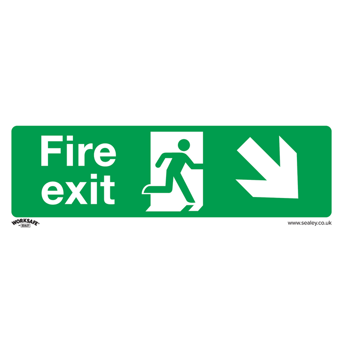 Worksafe® Fire Exit (Down Right) Safety Sign - Rigid Plastic | SS36P1