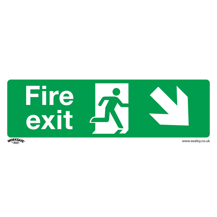 Worksafe® Fire Exit (Down Right) Safety Sign - Self-Adhesive Vinyl | SS36V1