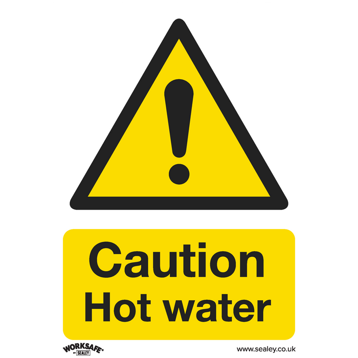 Worksafe® Caution Hot Water Safety Sign - Self-Adhesive Vinyl | SS38V1