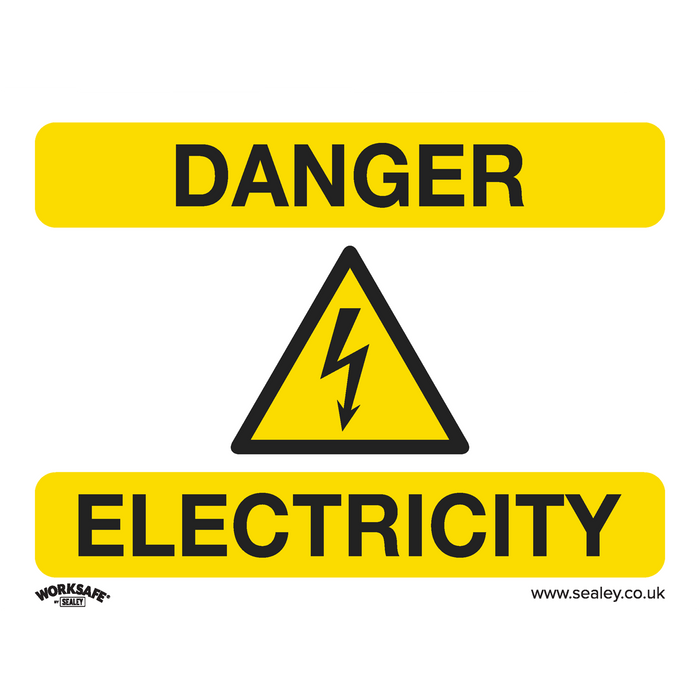 Worksafe® Danger Electricity Safety Sign, Rigid Plastic - Pack of 10 | SS41P10