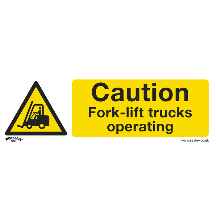 Worksafe® Caution Fork-Lift Trucks Safety Sign, Rigid Plastic - Pack of 10 | SS44P10