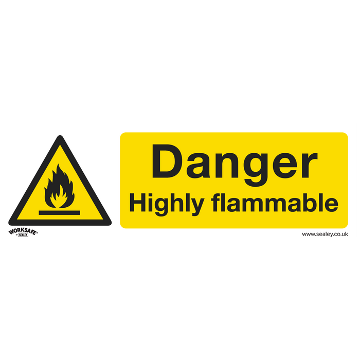 Worksafe® Danger Highly Flammable Safety Sign - Rigid Plastic | SS45P1