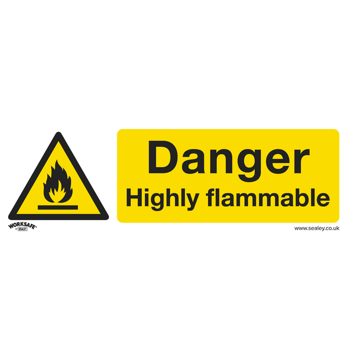 Worksafe® Danger Highly Flammable Safety Sign - Self-Adhesive Vinyl | SS45V1