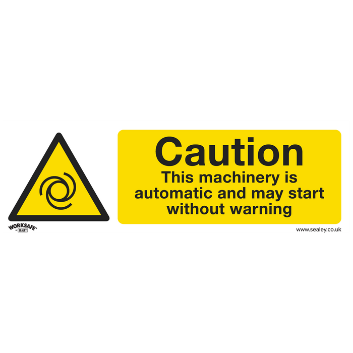 Worksafe® Caution Automatic Machinery Safety Sign, Rigid Plastic - Pack of 10 | SS47P10
