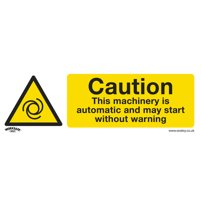 Worksafe® Caution Automatic Machinery Safety Sign - Rigid Plastic | SS47P1