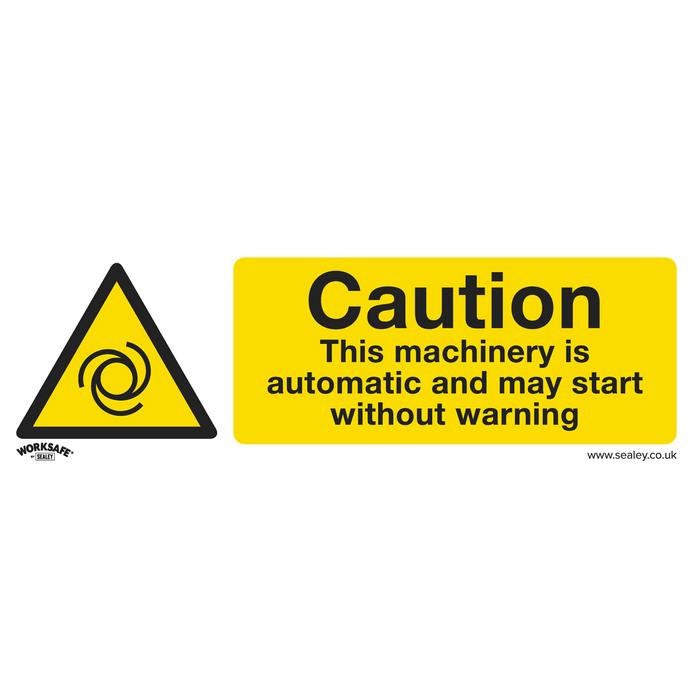 Worksafe® Caution Automatic Machinery Safety Sign - Self-Adhesive Vinyl | SS47V1