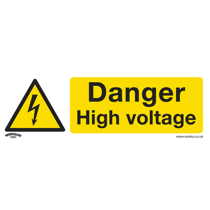Worksafe® Danger High Voltage Safety Sign, Self-Adhesive Vinyl - Pack of 10 | SS48V10