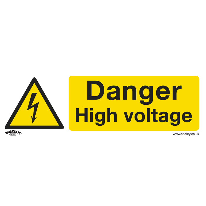Worksafe® Danger High Voltage Safety Sign - Self-Adhesive Vinyl | SS48V1