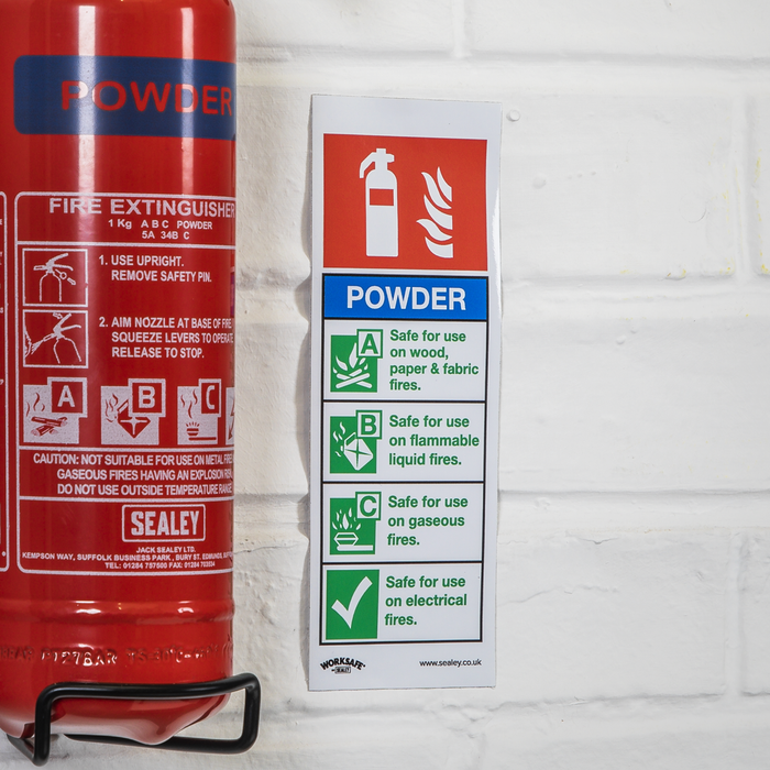 Worksafe® Powder Fire Extinguisher Safety Sign - Self-Adhesive Vinyl | SS52V1