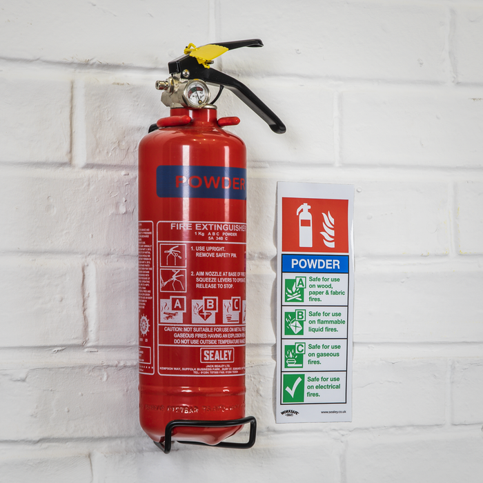 Worksafe® Powder Fire Extinguisher Safety Sign - Self-Adhesive Vinyl | SS52V1
