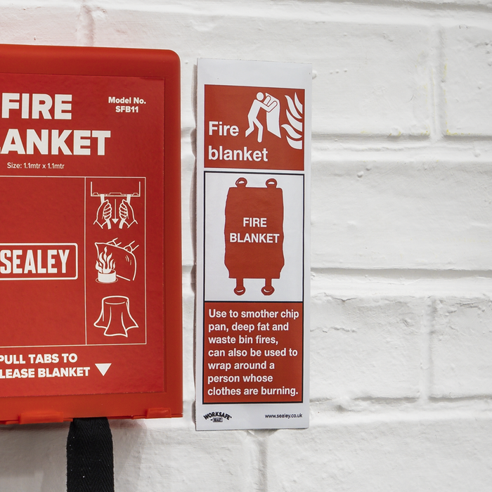 Worksafe® Fire Blanket Safety Sign, Self-Adhesive Vinyl - Pack of 10 | SS53V10