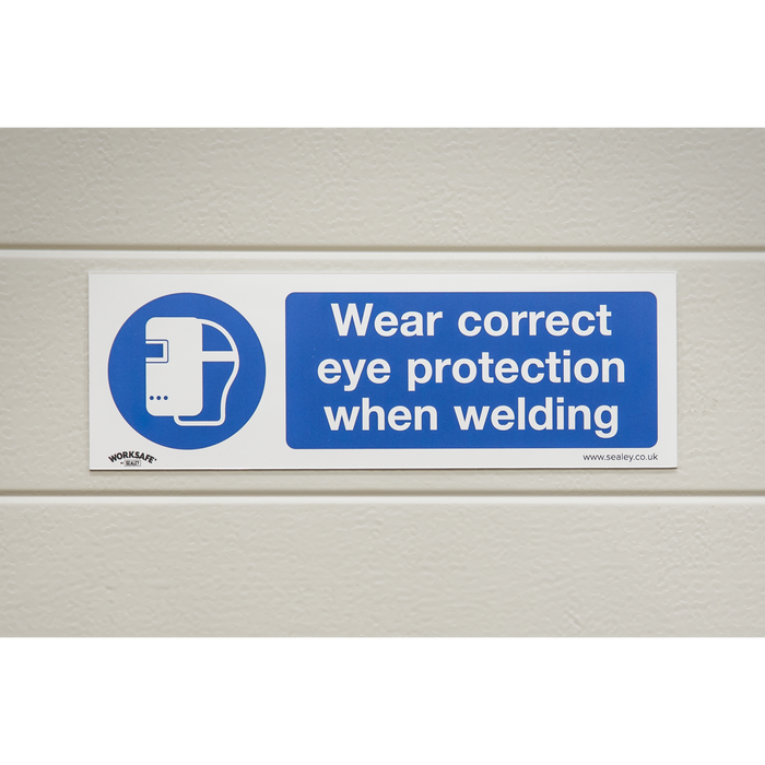 Worksafe® Wear Eye Protection When Welding Safety Sign, Self-Adhesive Vinyl - Pack of 10 | SS54V10