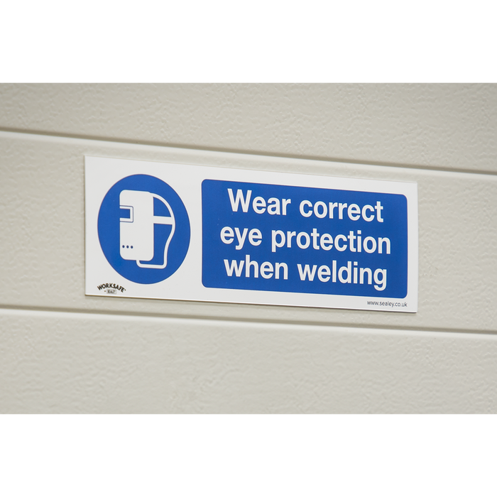 Worksafe® Wear Eye Protection When Welding Safety Sign, Self-Adhesive Vinyl - Pack of 10 | SS54V10