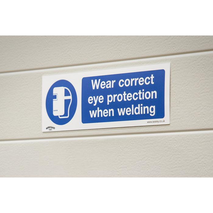 Worksafe® Wear Eye Protection When Welding Safety Sign, Self-Adhesive Vinyl - Pack of 10 | SS54V10