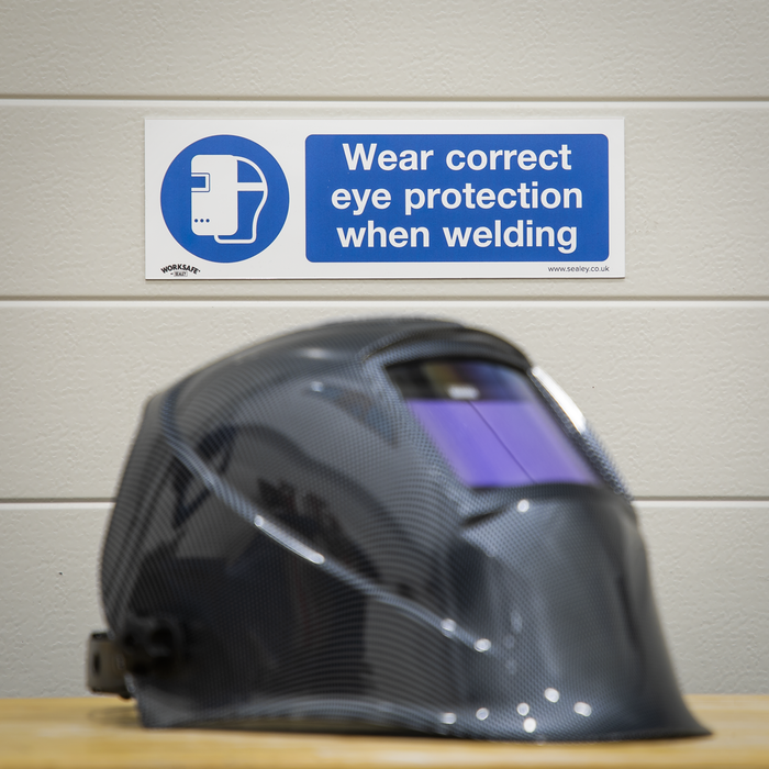 Worksafe® Wear Eye Protection When Welding Safety Sign, Self-Adhesive Vinyl - Pack of 10 | SS54V10