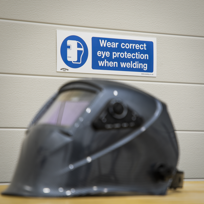 Worksafe® Wear Eye Protection When Welding Safety Sign, Self-Adhesive Vinyl - Pack of 10 | SS54V10
