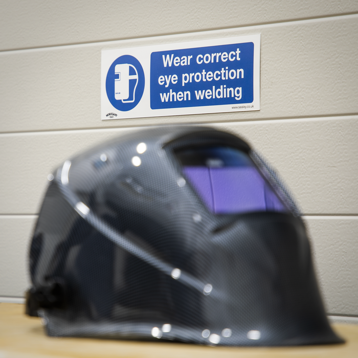 Worksafe® Wear Eye Protection When Welding Safety Sign, Self-Adhesive Vinyl - Pack of 10 | SS54V10