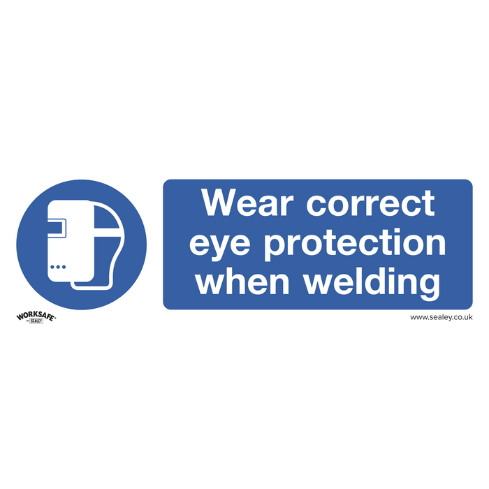 Worksafe® Wear Eye Protection When Welding Safety Sign, Self-Adhesive Vinyl - Pack of 10 | SS54V10