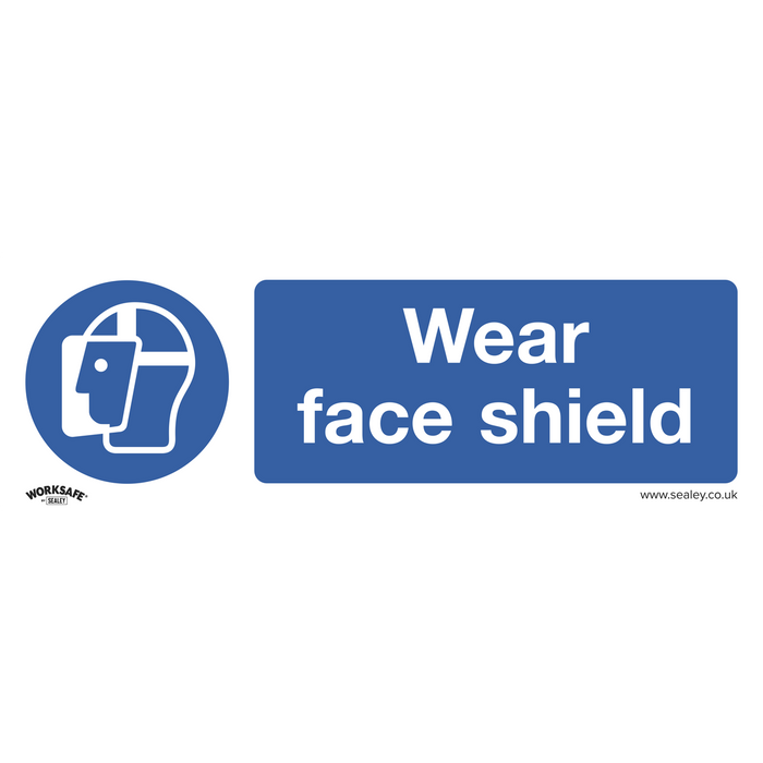 Worksafe® Wear Face Shield Safety Sign, Self-Adhesive Vinyl - Pack of 10 | SS55V10