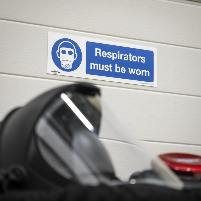 Worksafe® Respirators Must Be Worn Safety Sign, Rigid Plastic - Pack of 10 | SS56P10