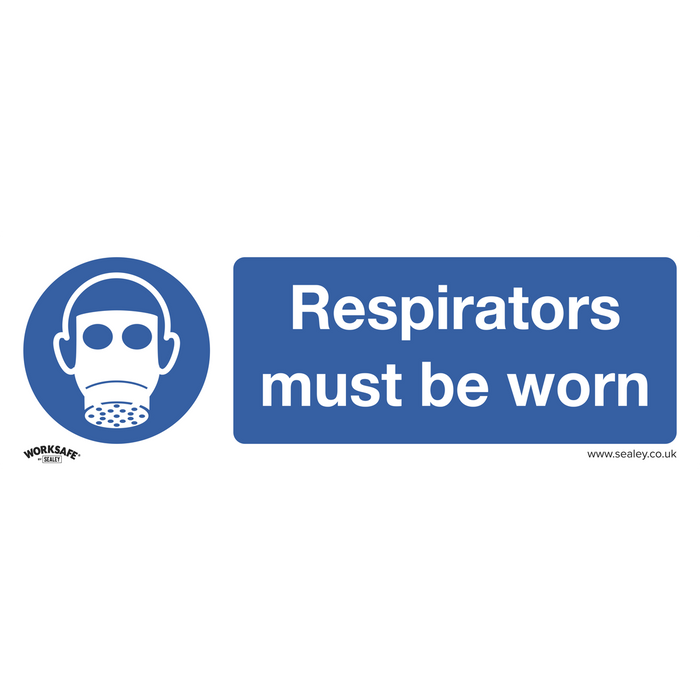 Worksafe® Respirators Must Be Worn Safety Sign, Rigid Plastic - Pack of 10 | SS56P10