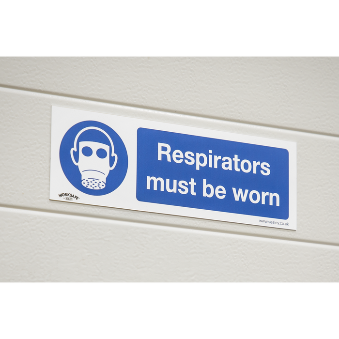 Worksafe® Respirators Must Be Worn Safety Sign - Rigid Plastic | SS56P1