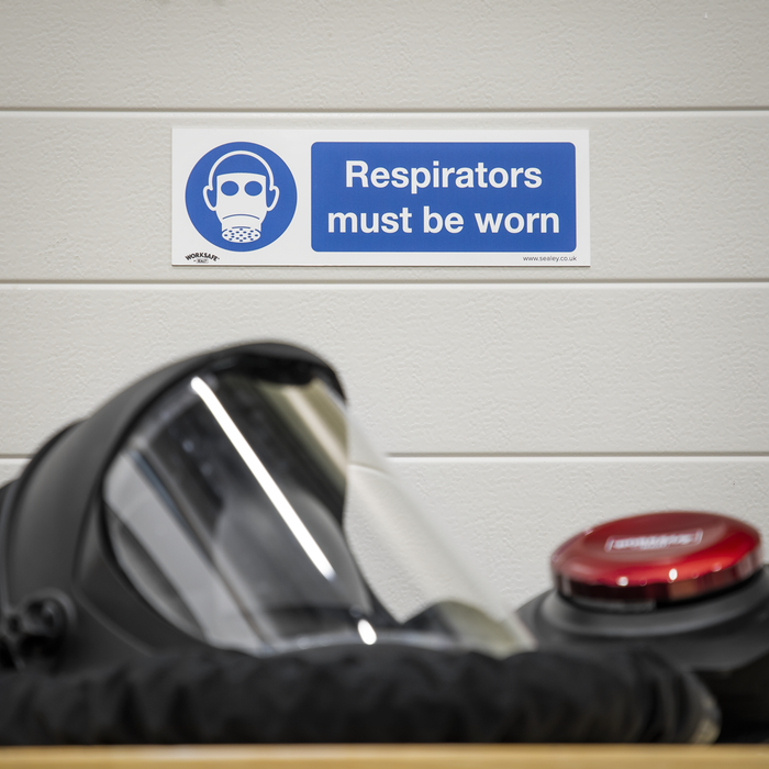 Worksafe® Respirators Must Be Worn Safety Sign - Rigid Plastic | SS56P1