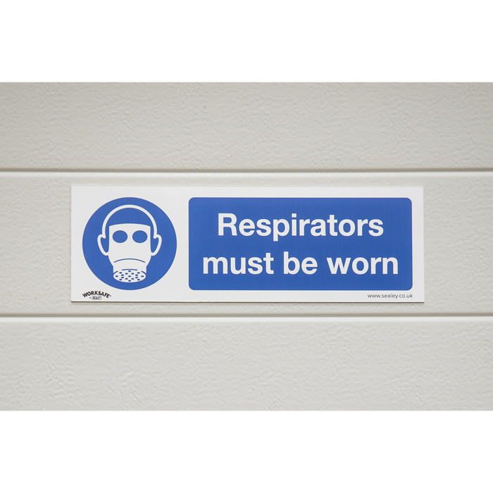 Worksafe® Respirators Must Be Worn Safety Sign, Self-Adhesive Vinyl - Pack of 10 | SS56V10