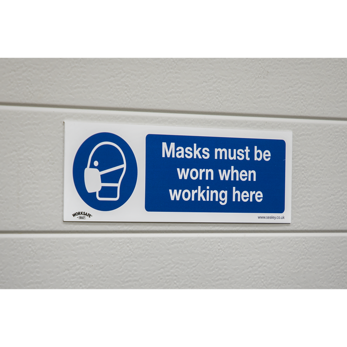 Worksafe® Masks Must Be Worn Safety Sign - Rigid Plastic | SS57P1