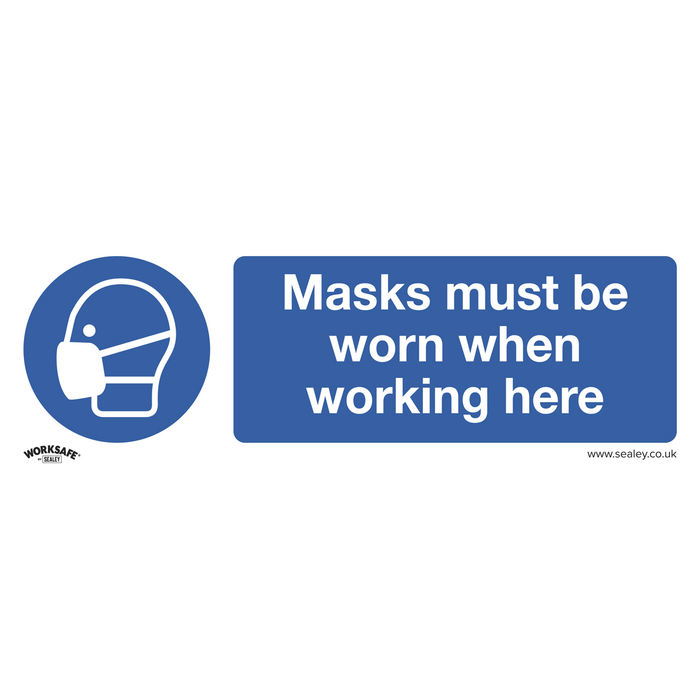 Worksafe® Masks Must Be Worn Safety Sign - Rigid Plastic | SS57P1