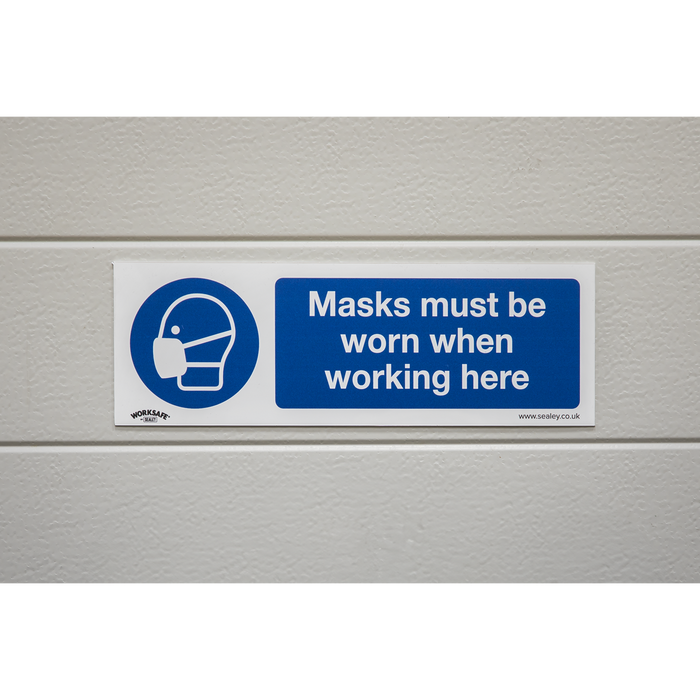Worksafe® Masks Must Be Worn Safety Sign, Self-Adhesive Vinyl - Pack of 10 | SS57V10