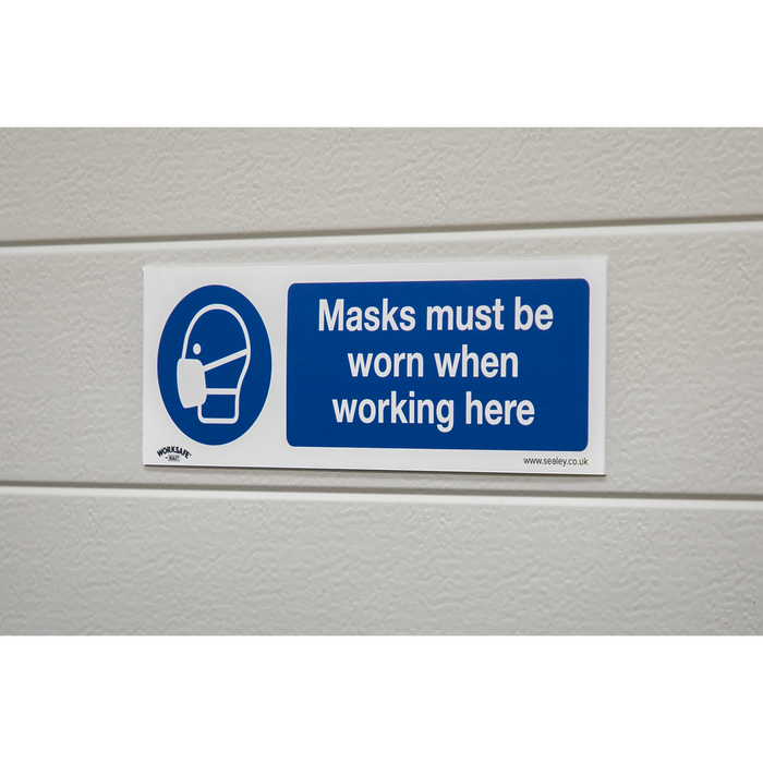 Worksafe® Masks Must Be Worn Safety Sign, Self-Adhesive Vinyl - Pack of 10 | SS57V10