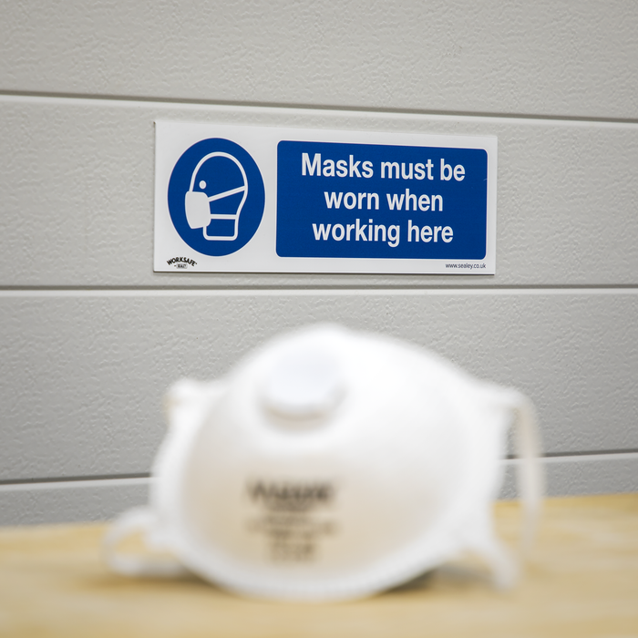 Worksafe® Masks Must Be Worn Safety Sign, Self-Adhesive Vinyl - Pack of 10 | SS57V10