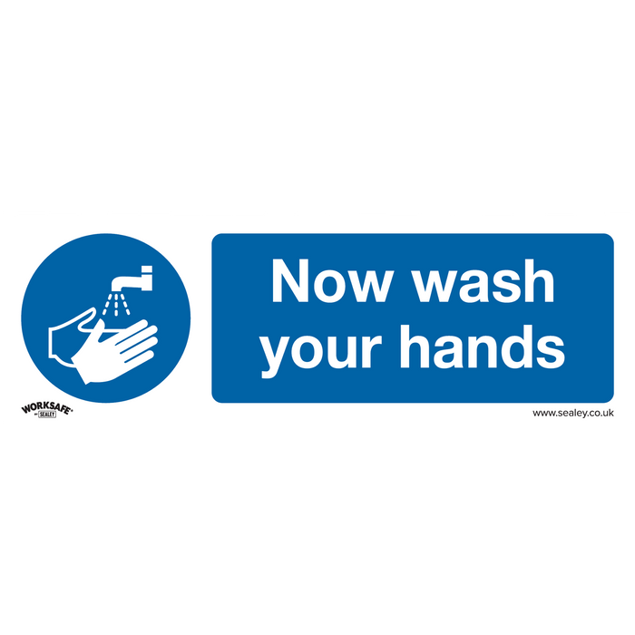 Worksafe® Now Wash Your Hands Safety Sign, Rigid Plastic - Pack of 10 | SS5P10
