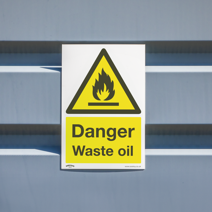 Worksafe® Danger Waste Oil Safety Sign, Rigid Plastic - Pack of 10 | SS60P10