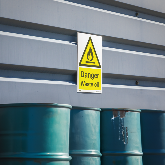 Worksafe® Danger Waste Oil Safety Sign, Rigid Plastic - Pack of 10 | SS60P10