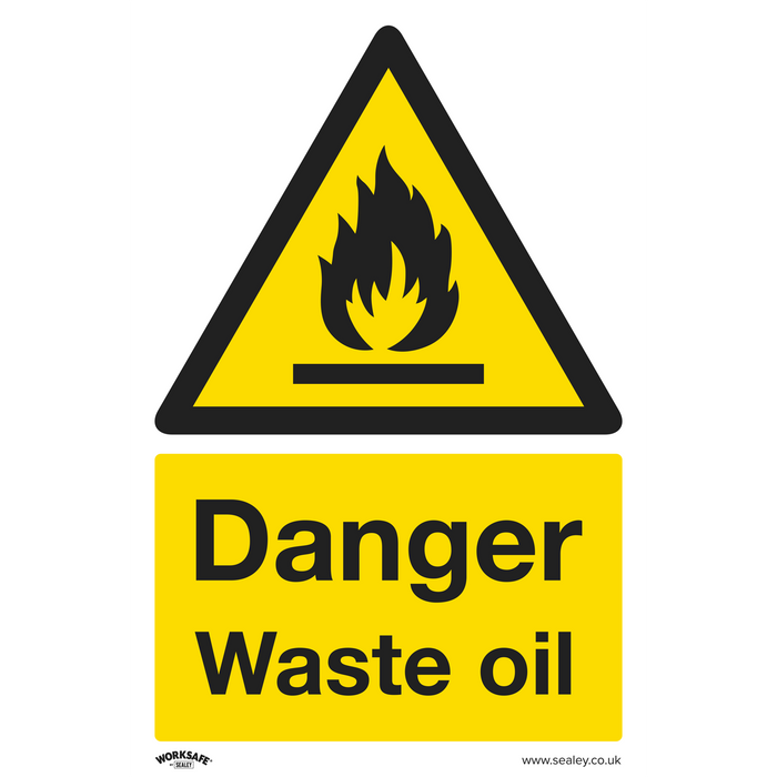 Worksafe® Danger Waste Oil Safety Sign, Rigid Plastic - Pack of 10 | SS60P10