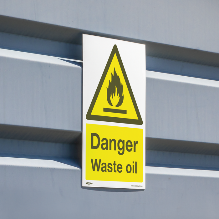 Worksafe® Danger Waste Oil Safety Sign - Self-Adhesive Vinyl | SS60V1