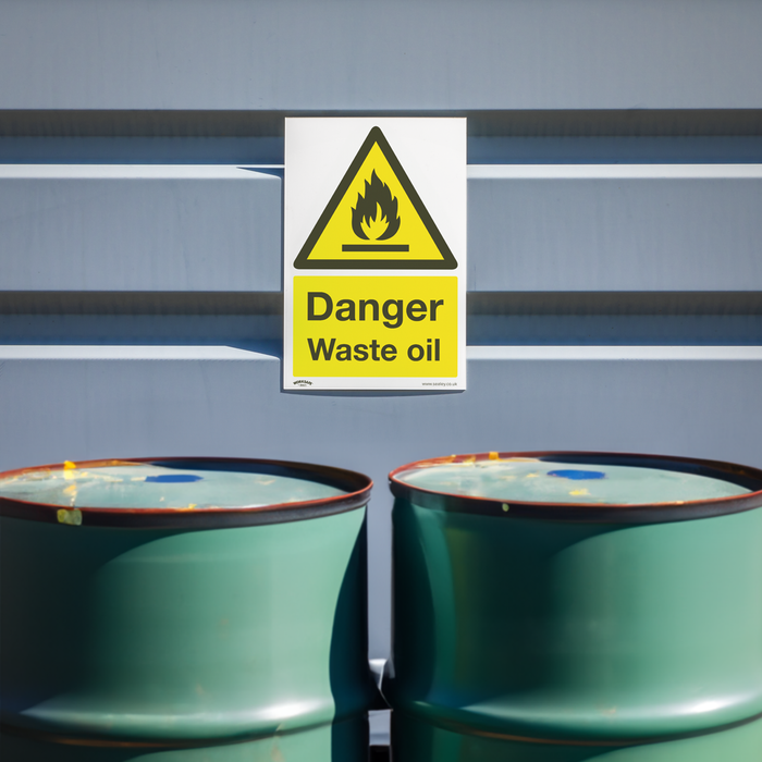 Worksafe® Danger Waste Oil Safety Sign - Self-Adhesive Vinyl | SS60V1