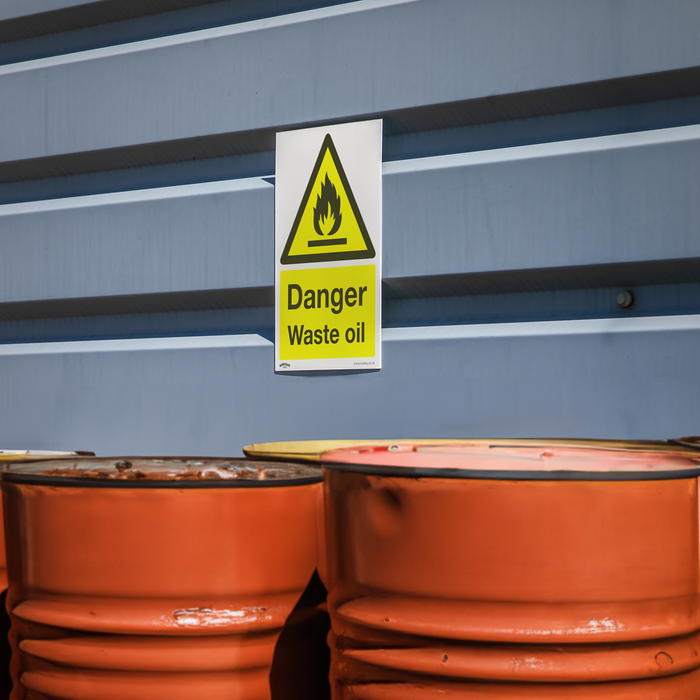 Worksafe® Danger Waste Oil Safety Sign - Self-Adhesive Vinyl | SS60V1