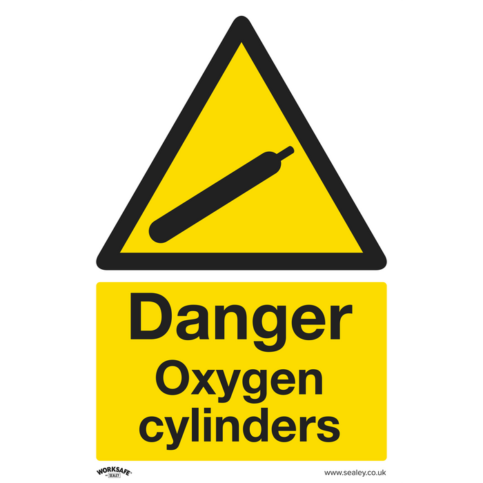 Worksafe® Danger Oxygen Cylinders Safety Sign - Rigid Plastic | SS61P1