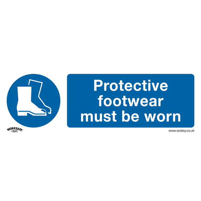 Worksafe® Protective Footwear Must Be Worn Safety Sign - Self-Adhesive Vinyl | SS7V1
