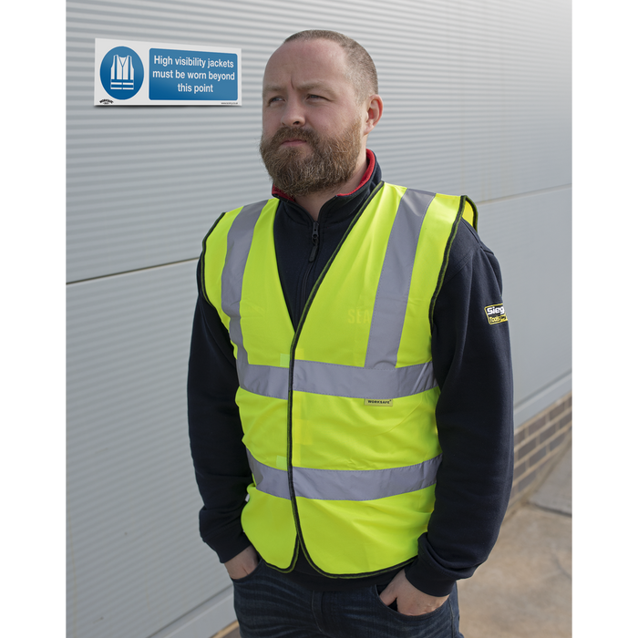 Worksafe® High Visibility Jackets Must Be Worn Beyond This Point Safety Sign - Self-Adhesive Vinyl | SS9V1