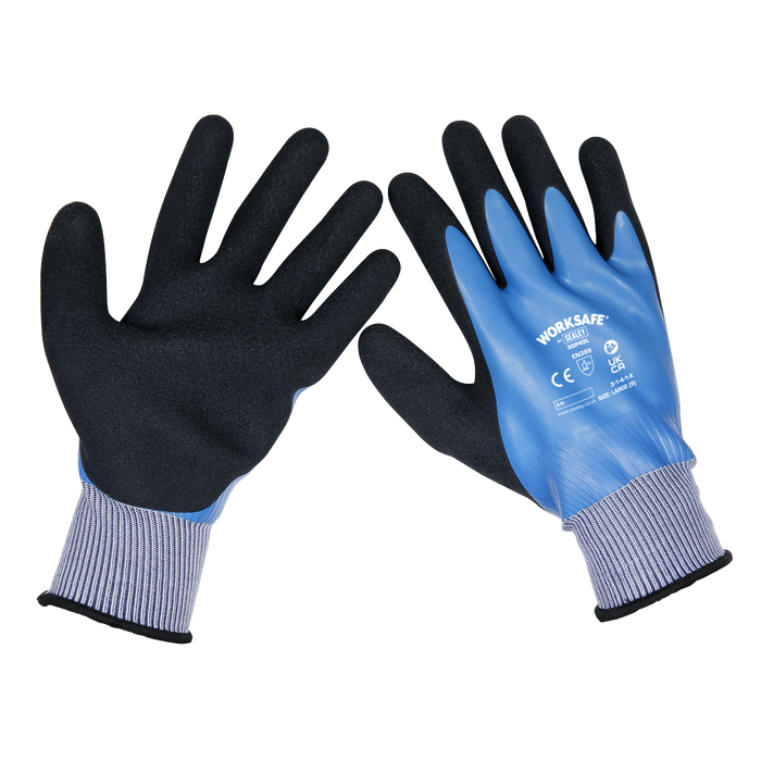 Worksafe® Waterproof Latex Gloves, Large - Pack of 6 Pairs | SSP49L/6