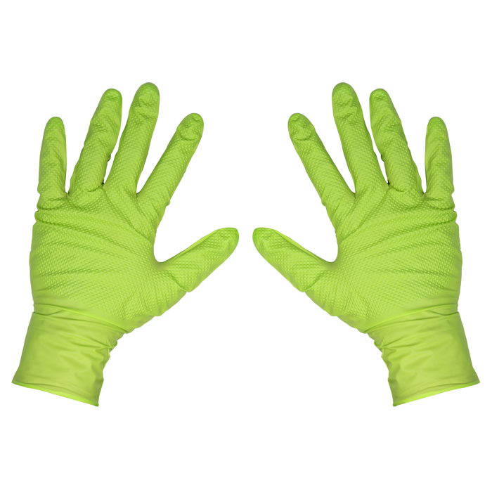 Diamond Grip Extra-Thick Nitrile Powder-Free Gloves, Hi-Vis Green, Large - Pack of 50 | SSP54L