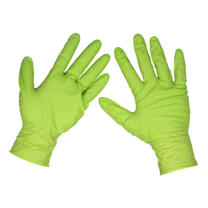 Diamond Grip Extra-Thick Nitrile Powder-Free Gloves, Hi-Vis Green, X-Large - Pack of 50 | SSP54XL